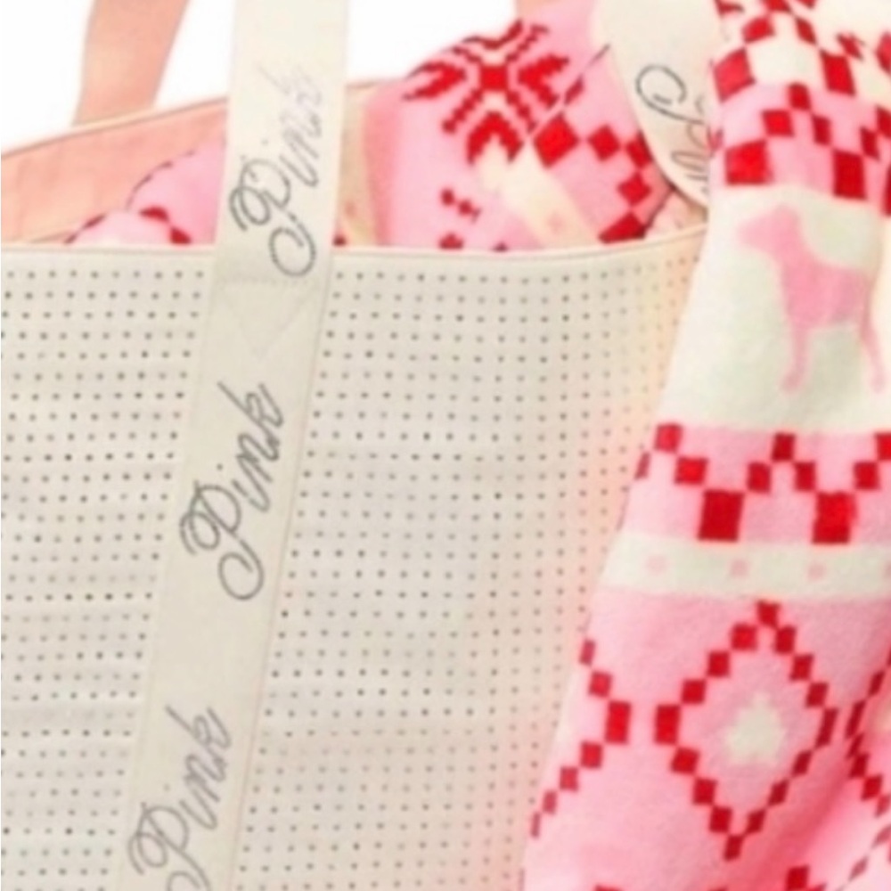 Victoria's Secret 2025  Pink Tote with Red and Pink Pattern